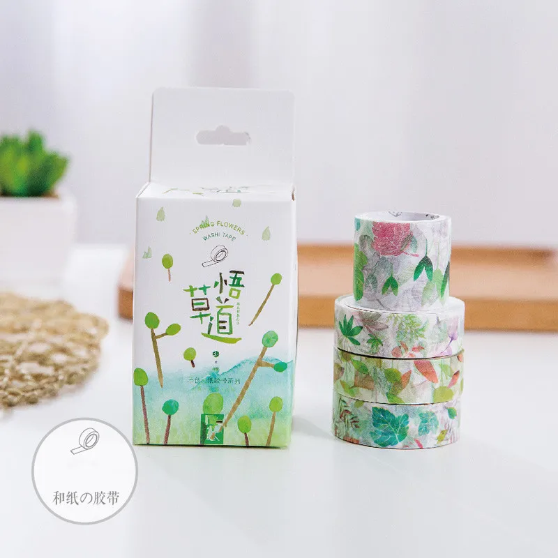 Джейми Примечания листья и трава серии васи Клейкие ленты 4 рулона/мешок