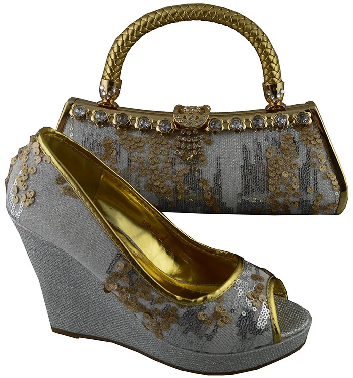 doershow Ladies shoes and bag african shoe set italian design!silver color Size 38-42 for free shipping! HMN1-5 | Обувь