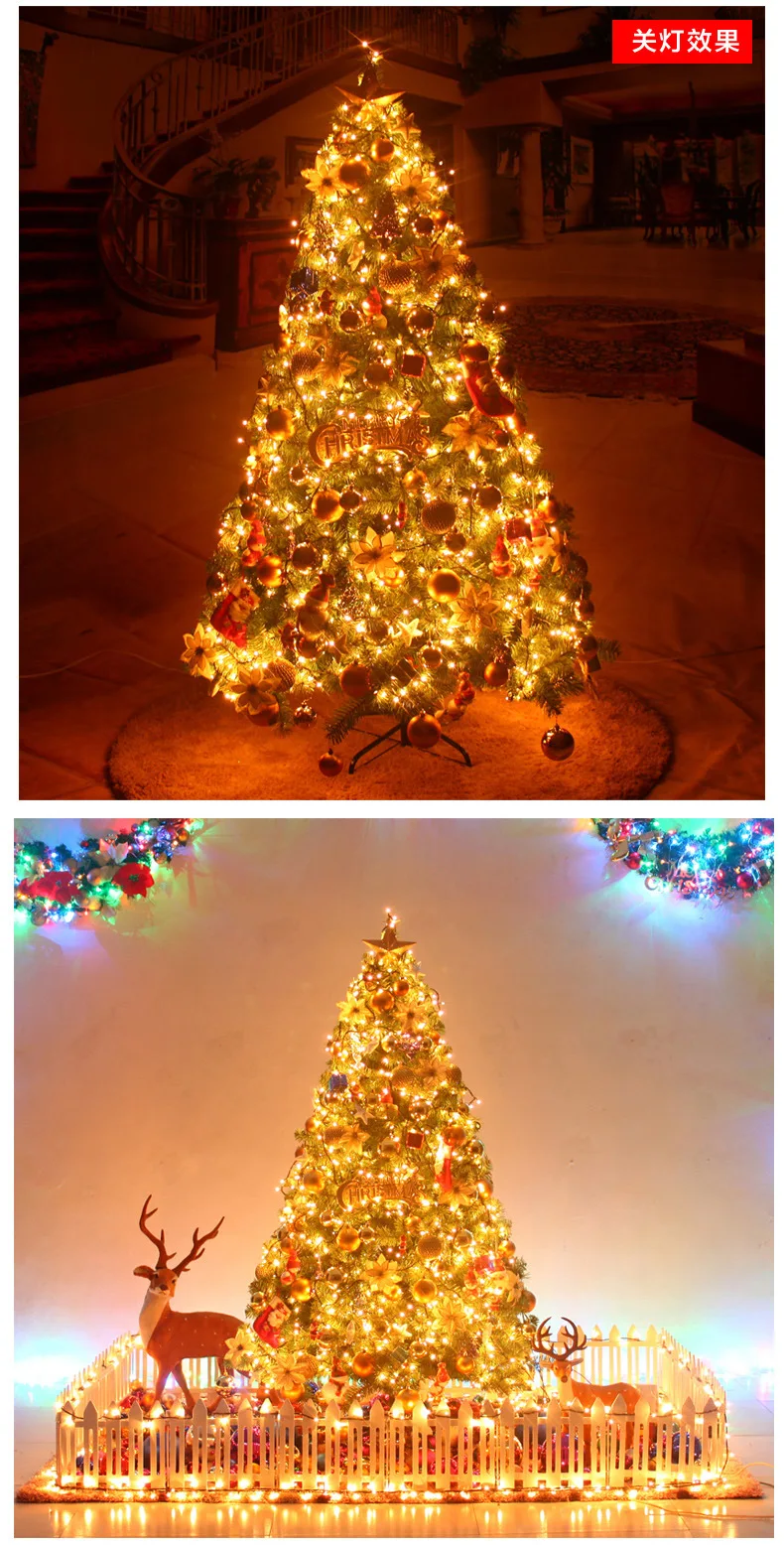 3 M Золотой Декор Рождественская елка kerstboom sapin de noel artificiel arbol de navidad con luz светодиодные árvore de natal хвоинка natal