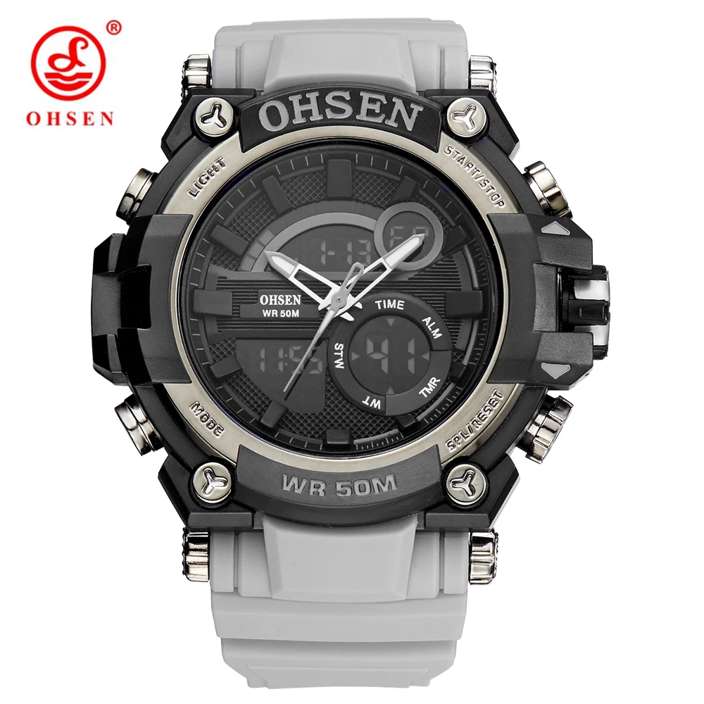 Часы мужские Цифровые кварцевые спортивные наручные с двойным циферблатом