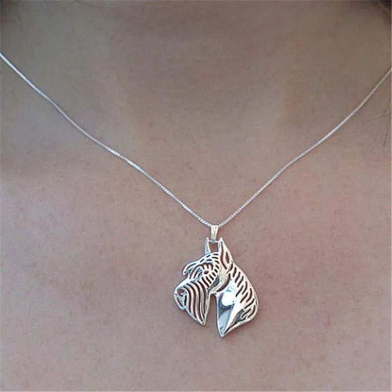 Женский кулон в виде гигантских укороченных ушей Schnauzer ожерелье золотого цвета с