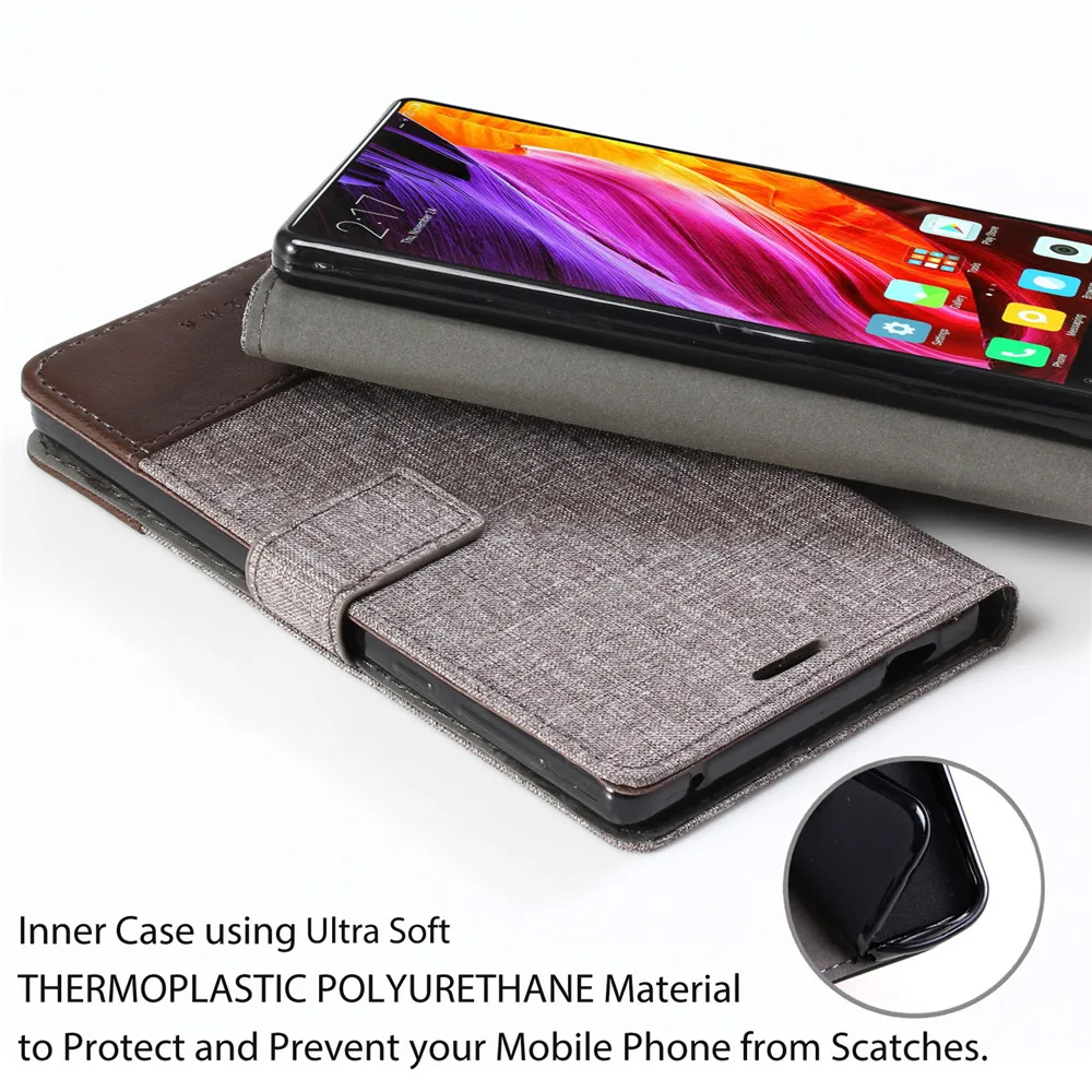 Для Xiaomi mi Mix 2 Чехол Pre um pu кожа + холст Бизнес Стиль кошелек флип чехол Обложка