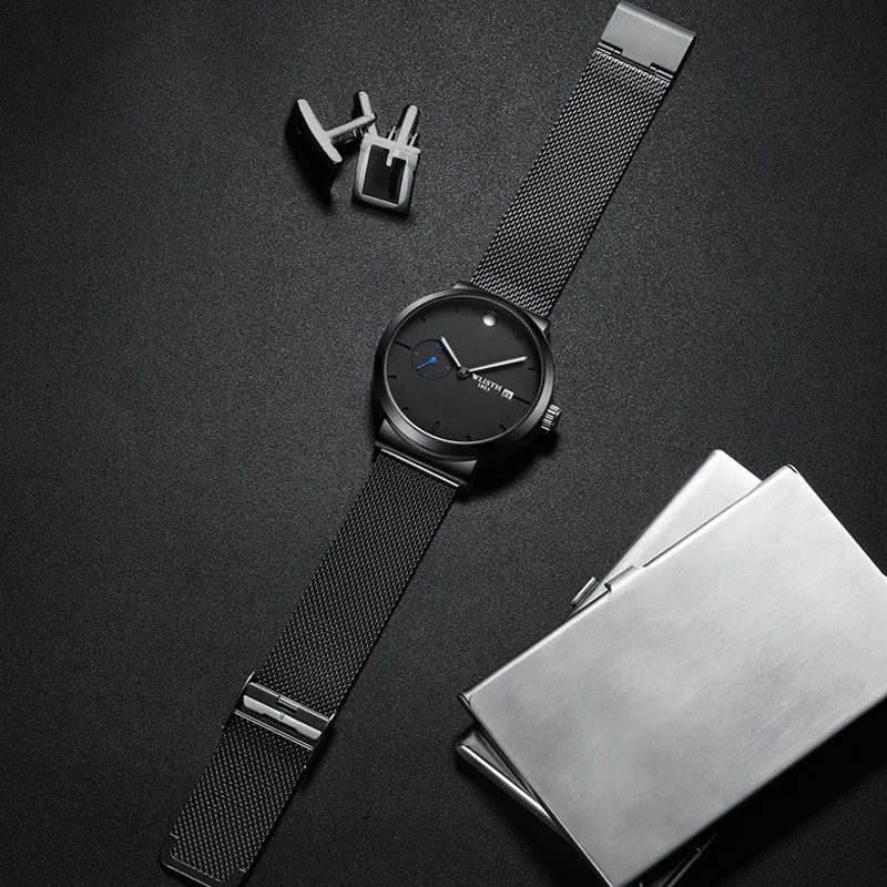 2018 новые модные простые мужские часы водонепроницаемые синие точечные