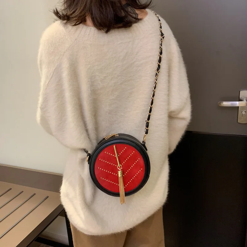 

CASMOR Brand Luxury Women Fashion Handbag Design Tassel Small Ladies Crossbody Bags Mini PU Leather Purse Circular Shoulder bag