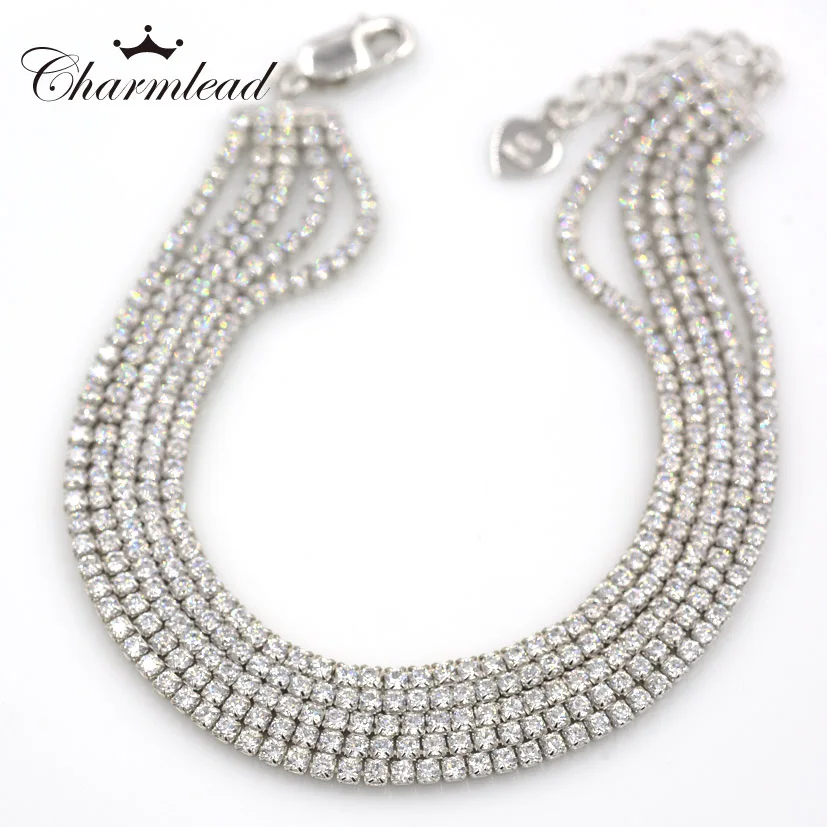 Charmlead новый блестящий кубический циркон настоящий браслет из серебра 925 пробы