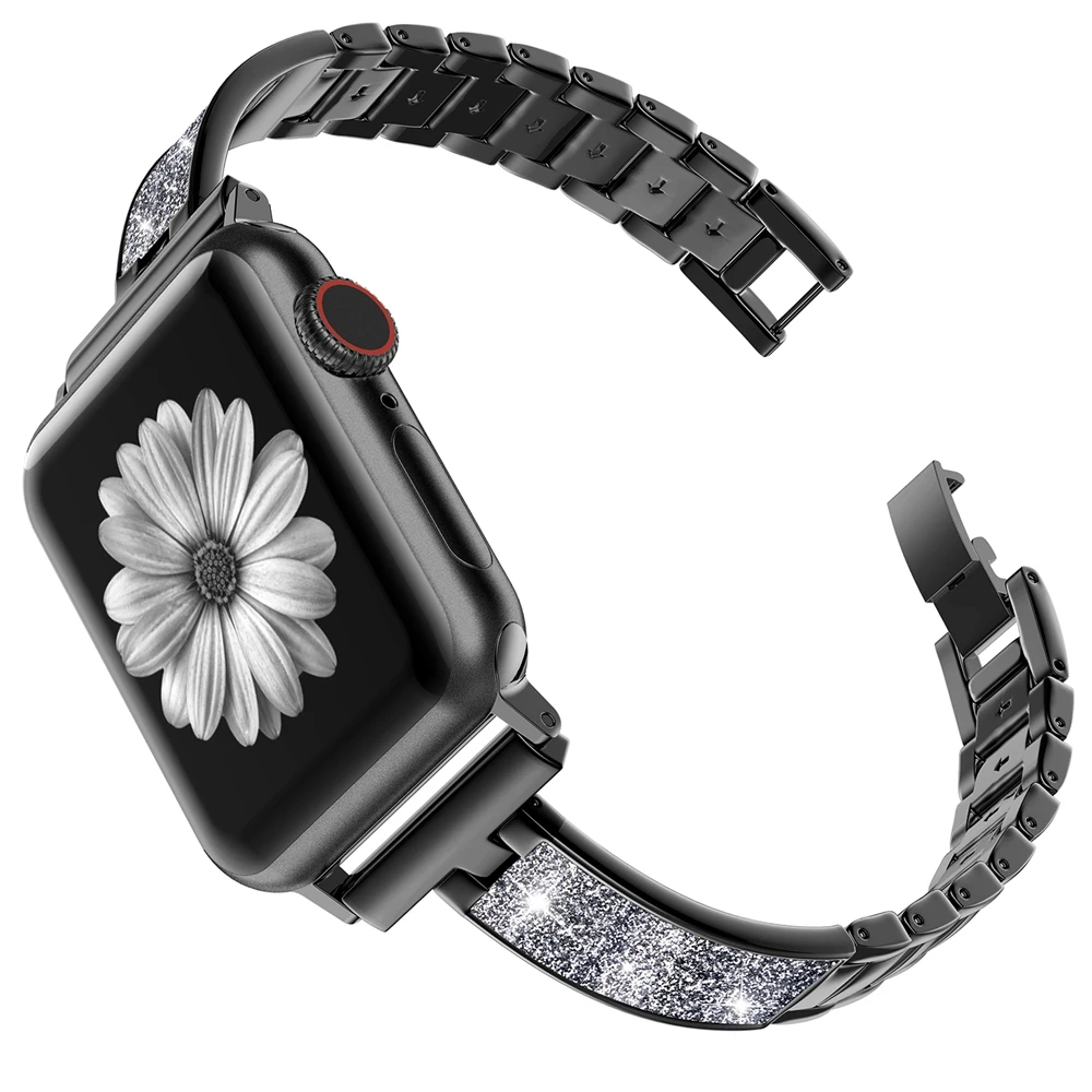 Женский металлический ремешок для Apple Watch Series 5, 40 мм, 44 м, металлический+ кожаный браслет, ремешок для iWatch Series 4, 3, 2, 1, 38 мм, 42 мм