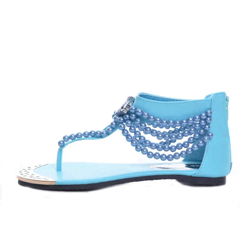 HEE GRAND/блестящие сандалии с бусинами Вьетнамки Т образным ремешком летняя