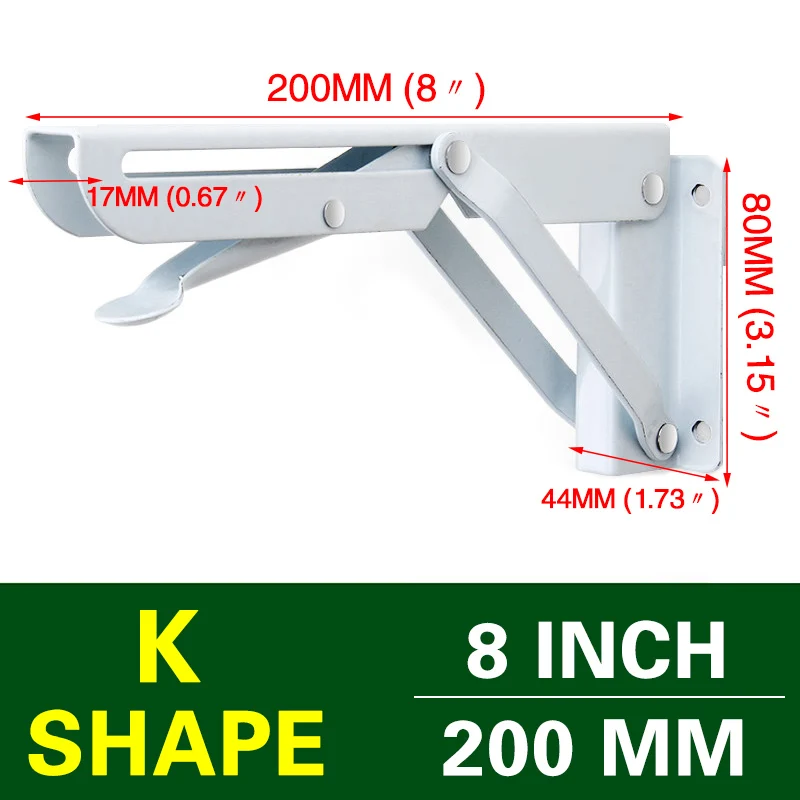 White 8 INCH NAIERDI 2 шт. складной угловой кронштейн 8-20 дюймов треугольная полка для ванной ТЯЖЕЛАЯ ПОДДЕРЖКА Регулируемая настенная скамья стол мебельная фурнитура - Цвет: White 8 INCH