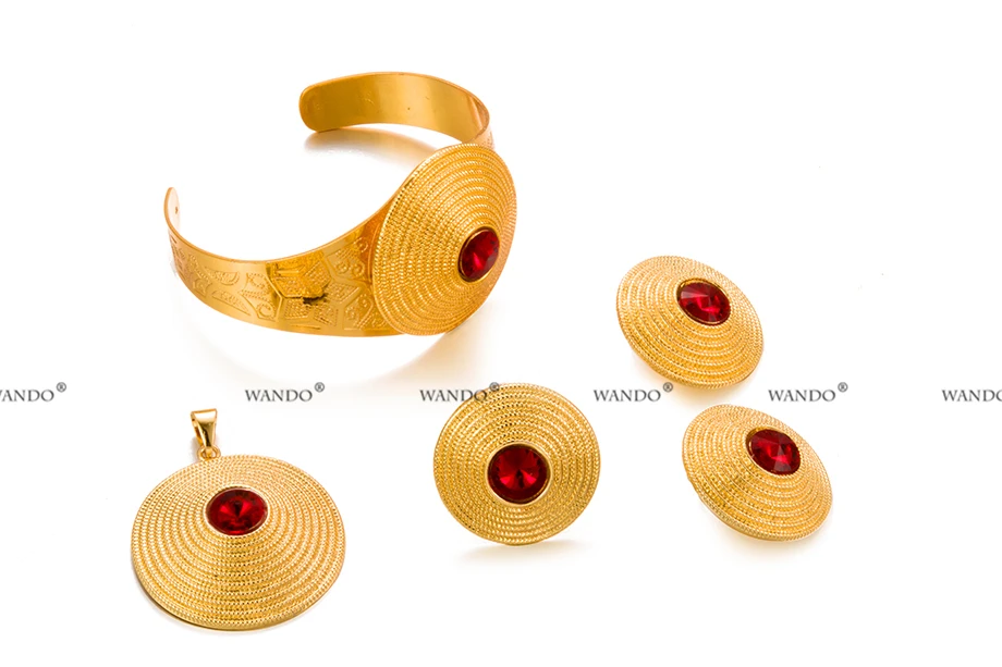 WANDO 24 К золотой цвет ecklace эфиопские серьги Ювелирные наборы Эфиопский нигерийский Свадебный невесты Эритрейская цепочка африканские ювелирные изделия