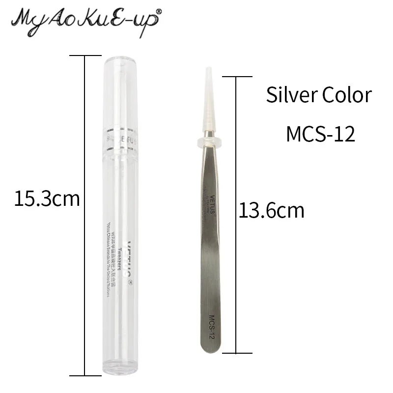 Mcs 12 Silver Новая серия MCS Премиум Пинцет норковые ресницы удлинение качество ультра тонкий высокая точность нержавеющая сталь антистатические пинцеты - Цвет: Mcs 12 Silver
