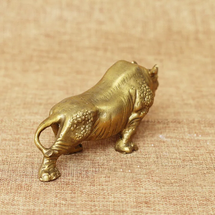 6 &quotКитайский латунный по феншуй дикий носорог бык статуя животного скульптура |