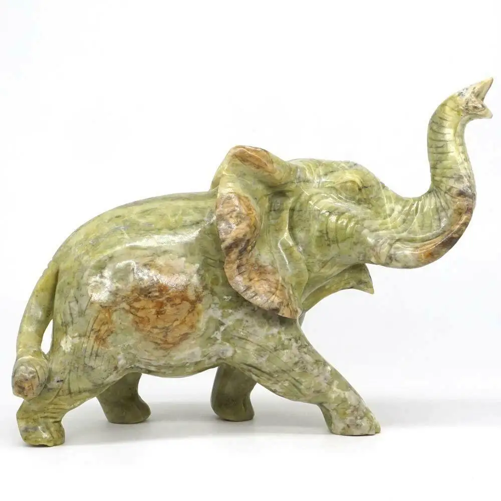 Статуя слона натуральный драгоценный камень из лимонного нефрита кристалл