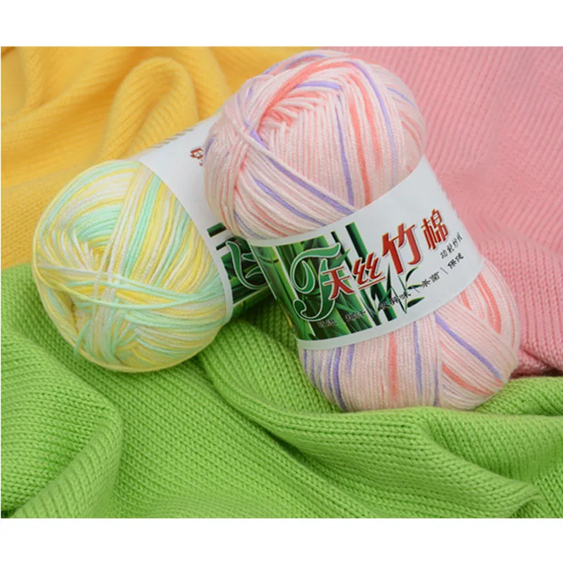 3 Pcs / Lot Natural Silk Bamboo Cotton Yarn Charcoal Baby thick yarn for knitting Line Milk Hand Crochet | Дом и сад