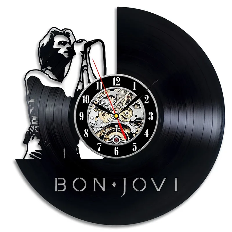 Bon Jovi се часы для записей креативные виниловые часы под старину ручной работы светодиодный подвесные часы классическое украшение для дома отличный подарок для любителей музыки