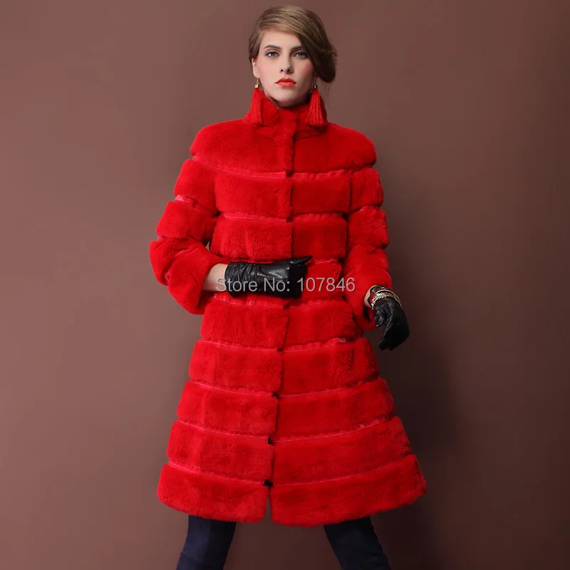 Женский Тренч из натурального меха кролика осенне-зимний тренчкот верхняя