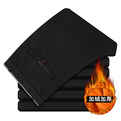 picture color FAISIENS размера плюс мужские брюки 8XL 9XL прямые флисовые брюки теплые 10XL толстые зимние осенние формальные деловые классические брюки - Цвет: picture color