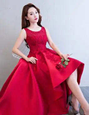 DongCMY асимметричное платье для выпускного вечера Vestido, кружевное атласное платье, элегантное вечернее платье, платья - Цвет: Красный