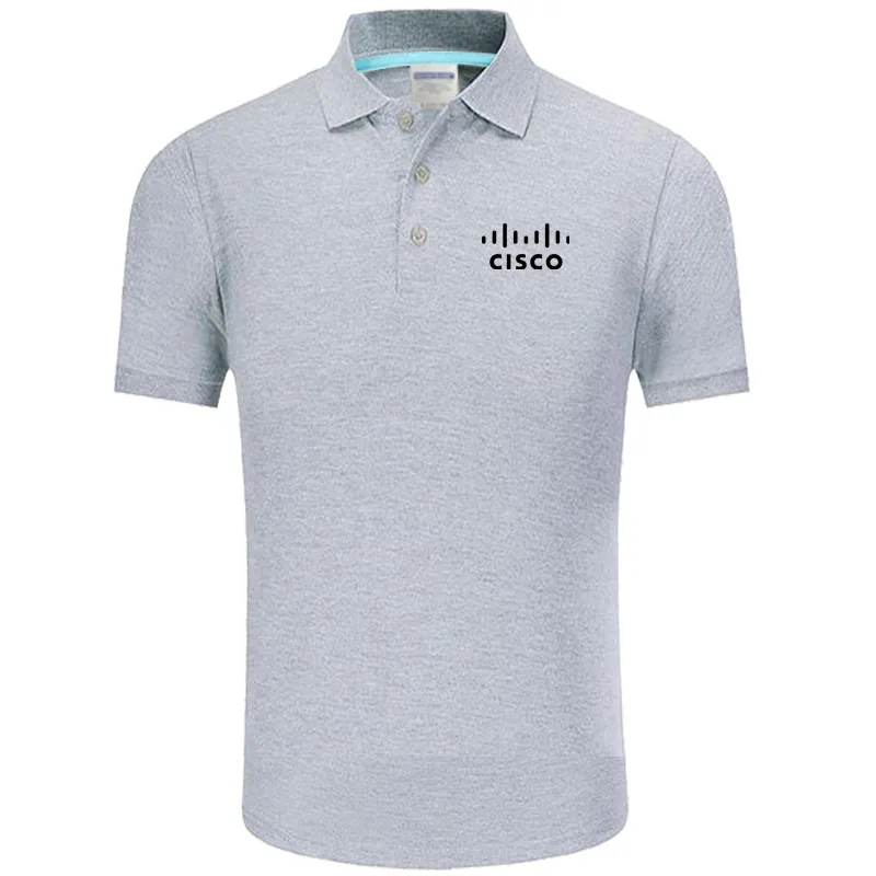 Тенниска с логотипом CISCO мужская летняя рубашка поло с коротким рукавом Хлопок Весна повседневные мужские Поло