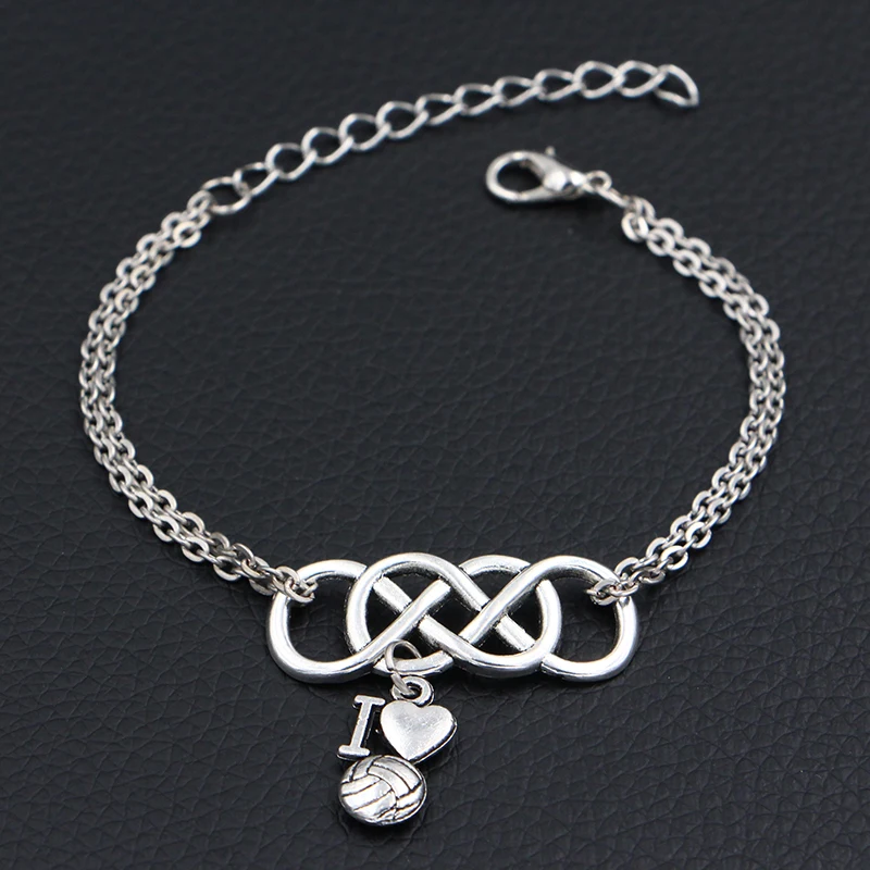 Я люблю волейбол Шарм Браслеты античные серебро цвет ручной работы DIY