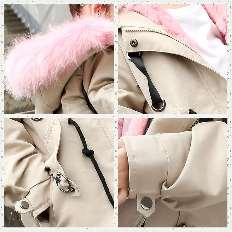 

2018 New Winter Children Clothes Boys Girls Fur Jacket Long Coat Rabbit Real Fur Warm Sleeve Jacket Outdoor Kids Outwear TZ110