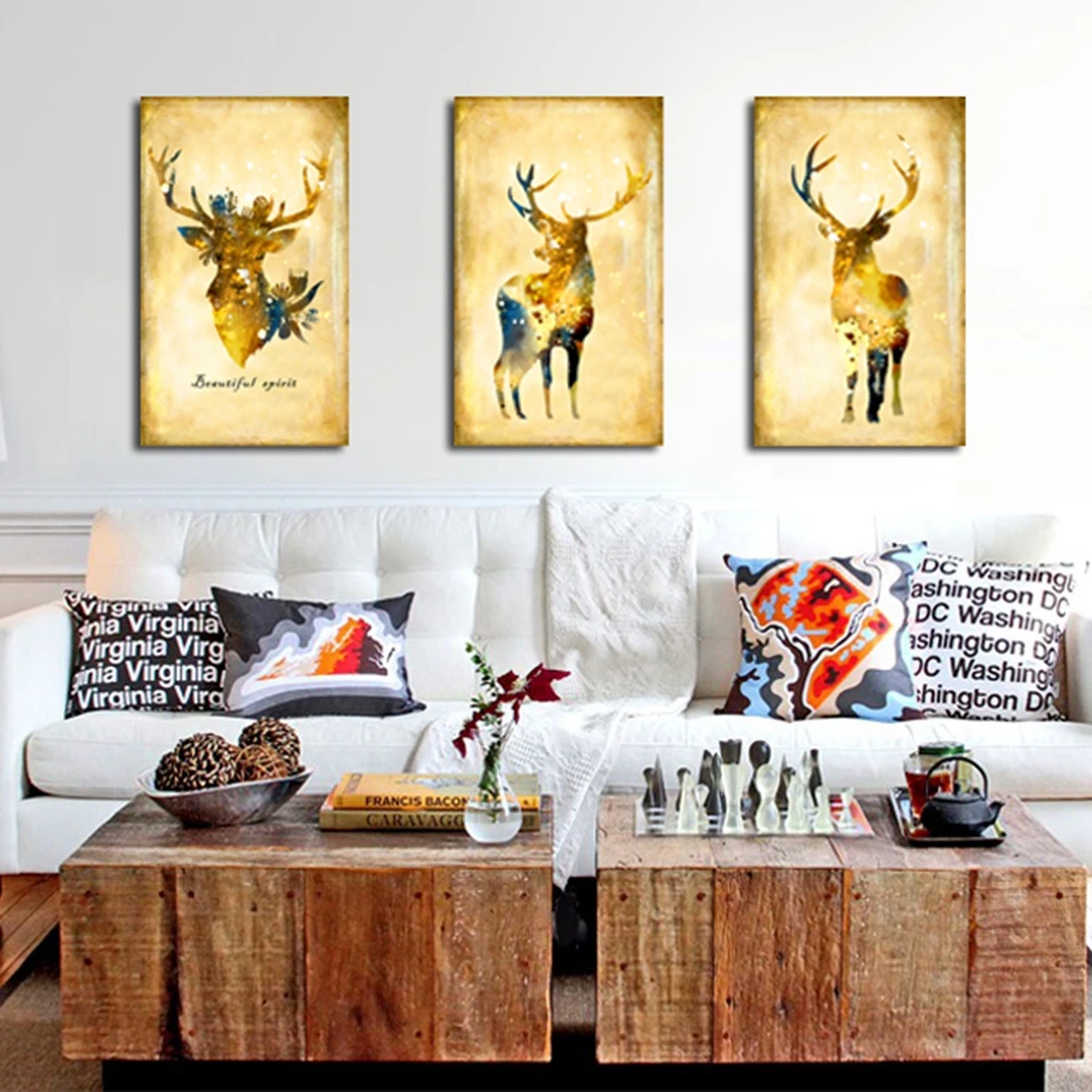 Домашние украшения в стиле ретро олень холст картина для детской комнаты