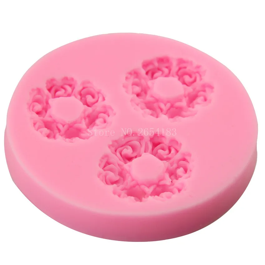 Цветок Роза гирлянда силиконовые помадки мыло 3D форма для торта капкейков желе