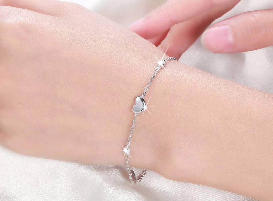 ORSA JEWELS, 925 пробы, серебряный браслет для женщин, 3 штуки, Настоящее серебро 925 пробы, браслеты с подвесками в виде сердца, вечерние ювелирные изделия SB02