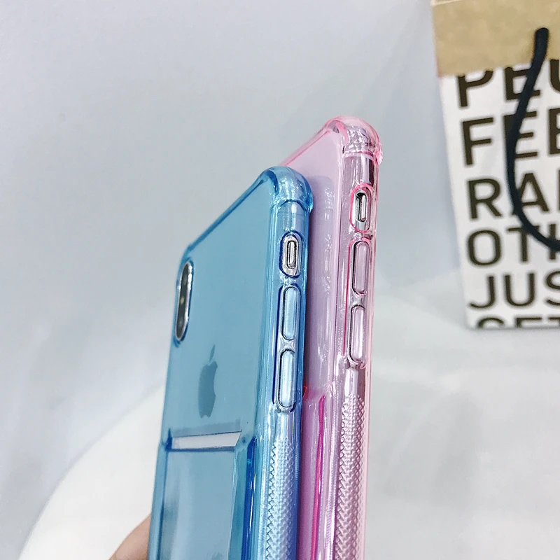 Толстый прозрачный синий чехол из ТПУ для iPhone XS MAX XR 5 6 7 6splus плотная резинка