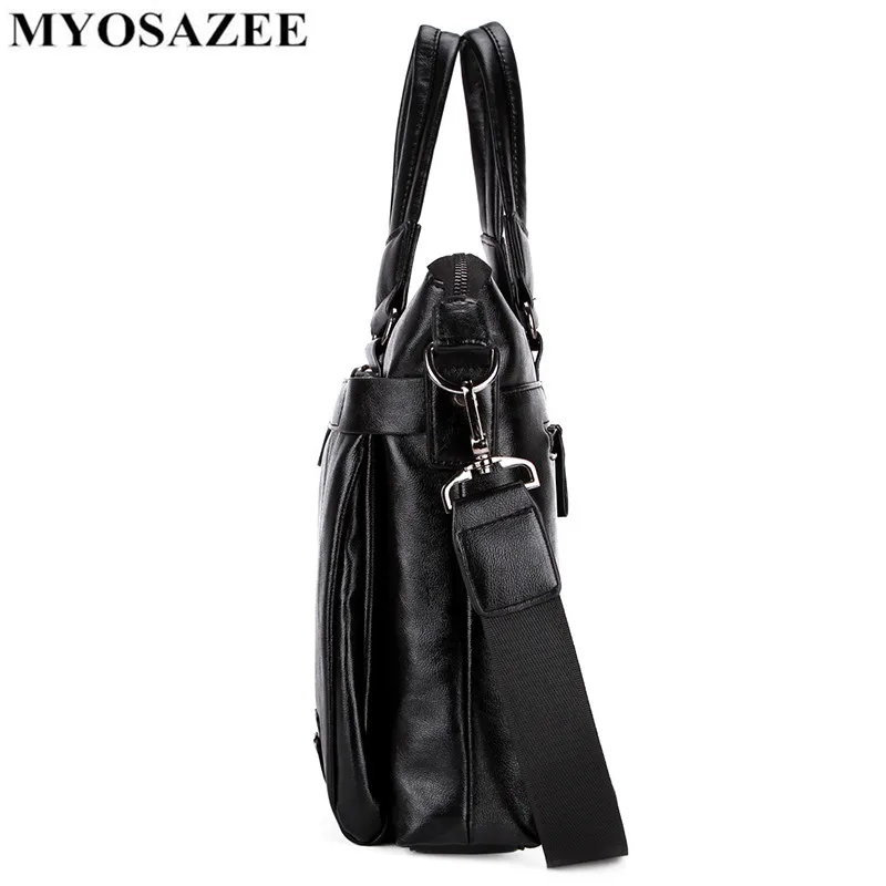 MYOSAZEE Famous Brand Men Fashion Simple Business  Briefcase Bag Male PU Leather Laptop Bag Casual Men Travel Bags Shoulder