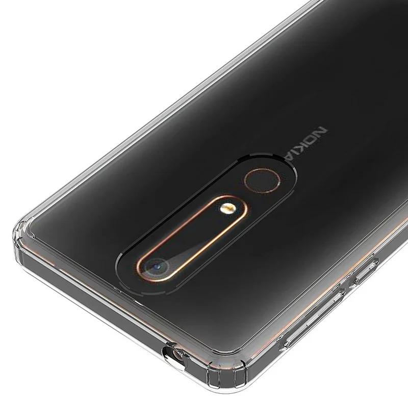 Для Nokia 6,1 чехол TPU бампер+ Жесткий PC акриловый прозрачный Гибридный прозрачный Кристальный чехол для телефона чехол для Nokia 6 5," Coque