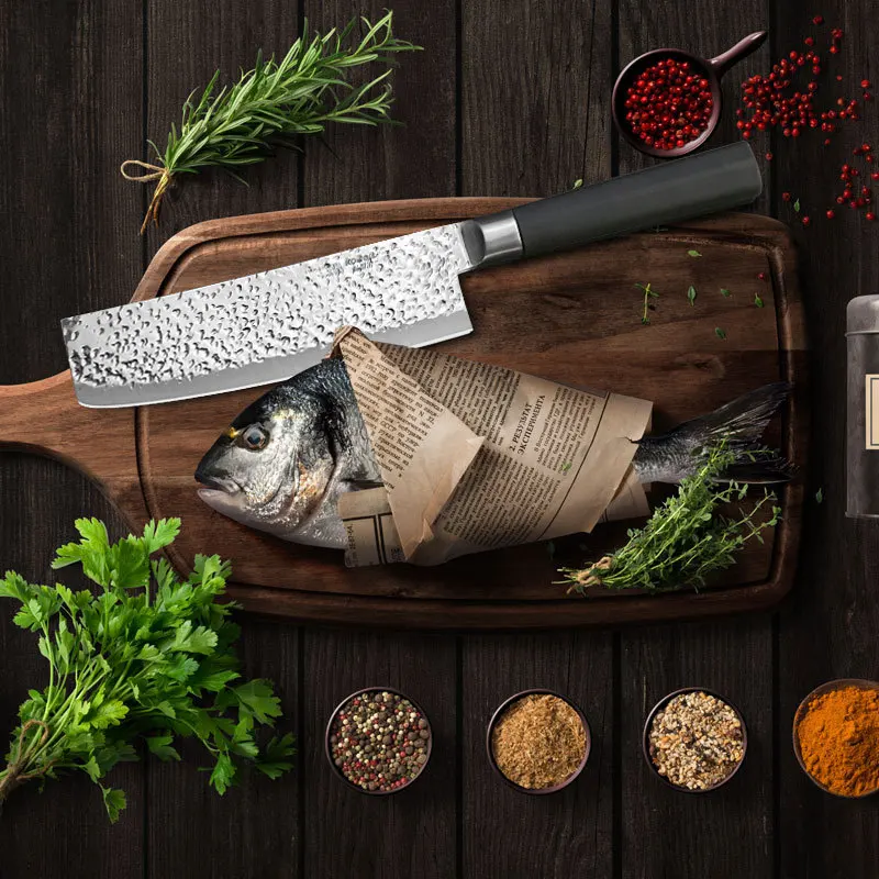 Кухонный нож шеф повара стальной 7 дюймовый кухонный в китайском стиле для мяса