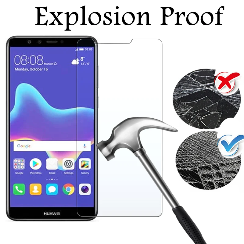 9H HD Tempered Glass For Huawei Y6 Prime Y9 Y7 Y5 2018 Film Screen Protector Protection on Huawey Honor 7A 7C Russia Pro | Мобильные