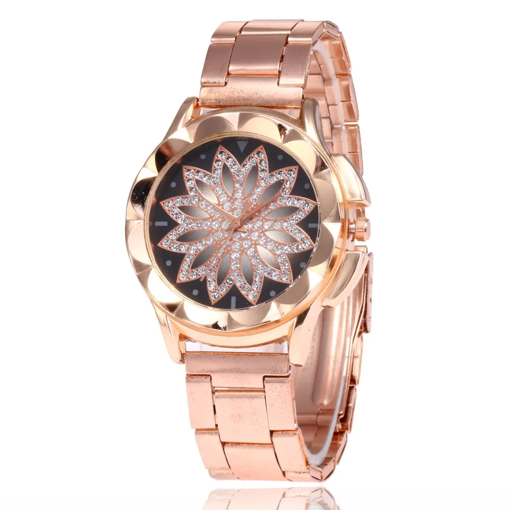 Женские кварцевые часы montre femme из нержавеющей стали с роскошным кристаллом и