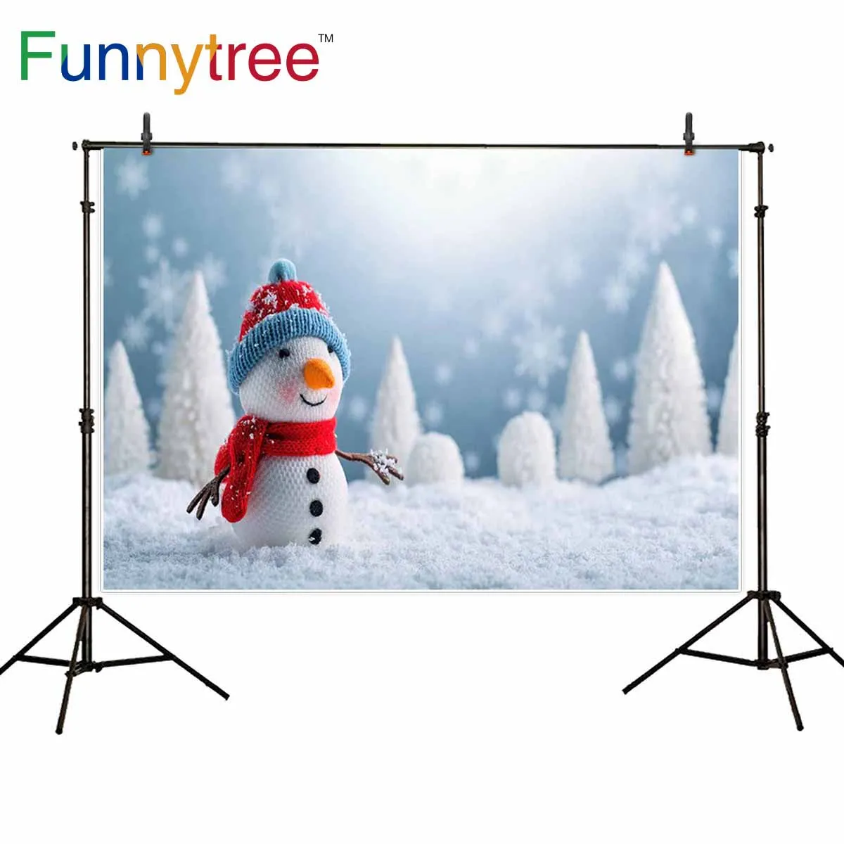 Фоны для фотосъемки Funnytree Рождество Зима Белые снежные деревья симпатичный Снеговик ребенок Фотостудия фоны для фотосъемки