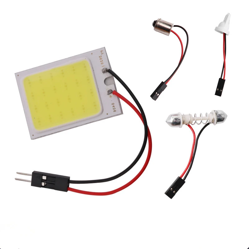 

10 pcs 48 SMD COB LED Panel Dome Lamp Car Interior Reading Plate Light Roof Ceiling Interior Wired Lamp BA9S/T10/Festoon Adapter
