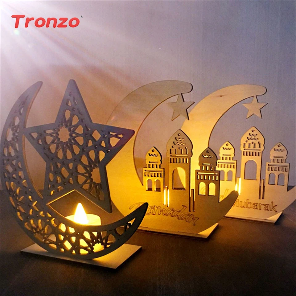 

Tronzo Ramadan Wooden Eid Mubarak Decoration For Home Decorative Wood Plaque Ramadan And Eid Decorations EID Party Supplies