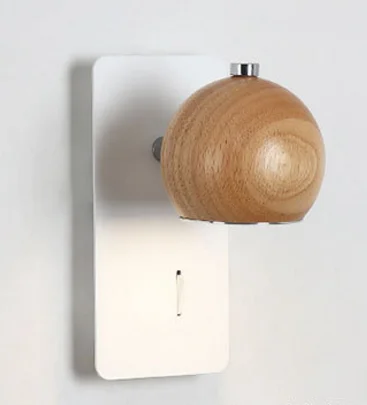 wooden single Современный светодиодный деревянный настенный светильник, регулируемый угол, металлический абажур, лампа для чтения, прикроватный светильник для отеля, скандинавские вращающиеся настенные бра, светильник - Цвет абажура: wooden single