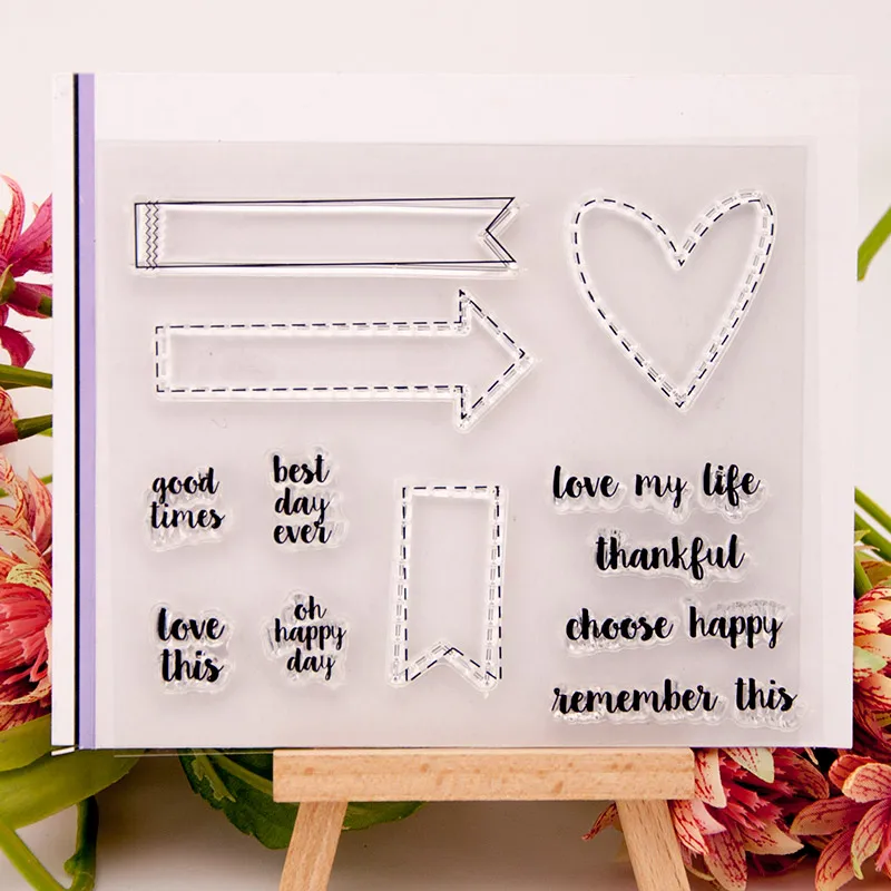 Ремесло Любовь слова сердце со стрелой прозрачный чистый силикон штамп для