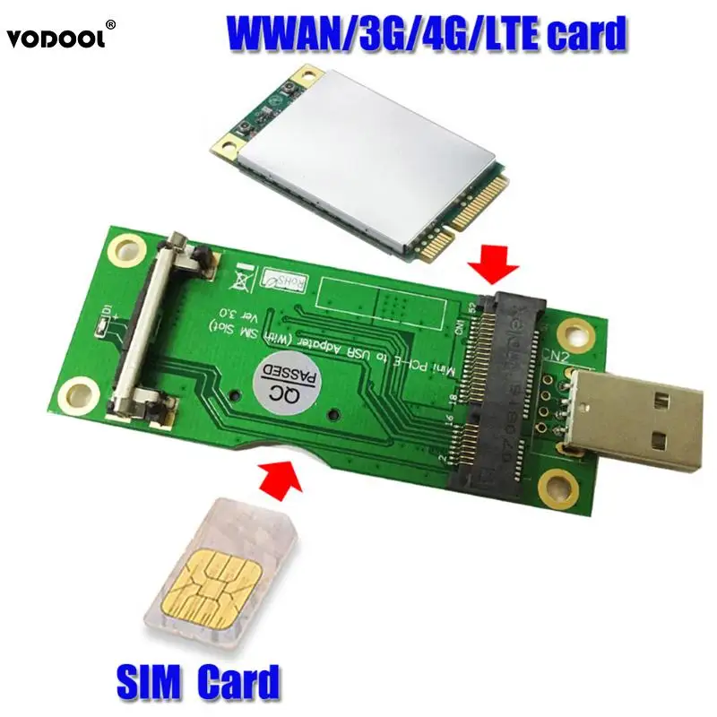 Mini PCI E к USB адаптеру с слотом для карт SIM 8pin модуля WWAN/LTE Поддержка 6pin/8Pin разъем