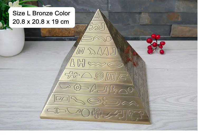 Big Size Bronze 2 размера старинная египетская металлическая пепельница в форме пирамиды, винтажное украшение для дома, египетское искусство, подарок для мужчин, декор стола в комнате - Цвет: Big Size Bronze