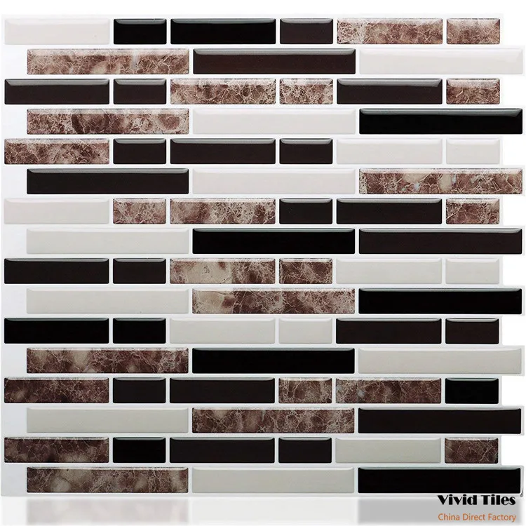 Vividtiles самоклеющиеся мозаичные плитки настенные наклейки DIY Кухня Ванная комната Домашний Декор винил медь темно серый серебряный обои - Цвет: T80112