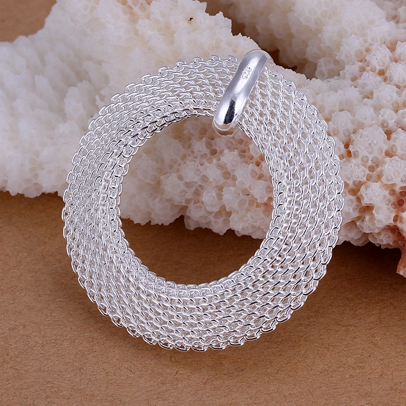Women's Fashion Jewelry 925 sterling silver pendant charm mesh circle Pendants for necklaces P054 | Украшения и аксессуары
