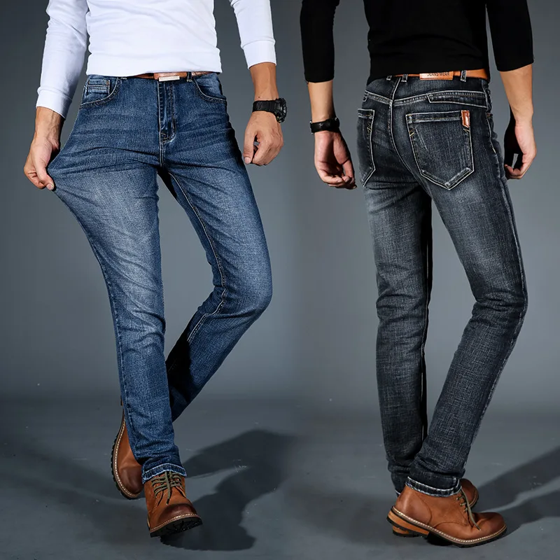 URSPORTTECH Brand New Men's Fashion Jeans Business Casual Stretch Slim Jeans Classic Trousers Denim Pants Male