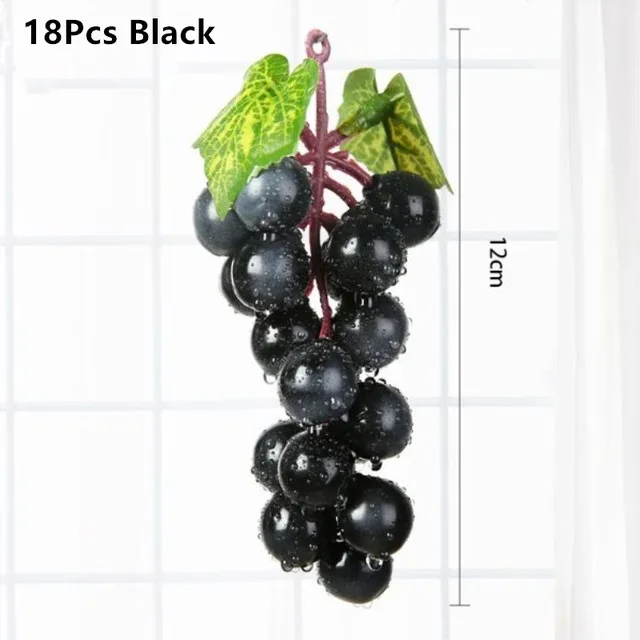 18pcs black Имитация фруктов, искусственный виноград, сделай сам, искусственные фрукты, пластиковые искусственные фрукты, искусственный изюм для украшения дома, свадьбы - Цвет: 18pcs black