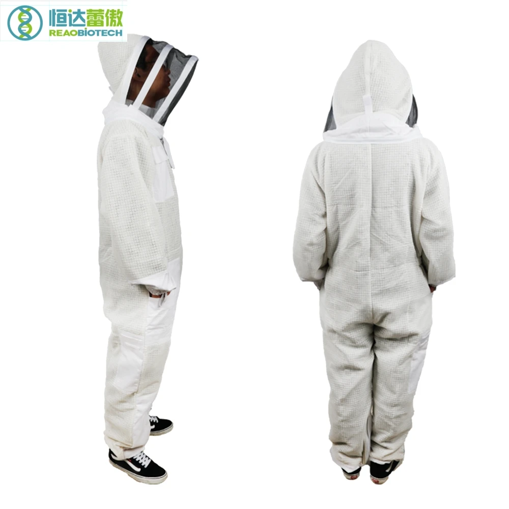 Защитный костюм пчеловода белый для пчеловодства с черной шляпой из гренадина |