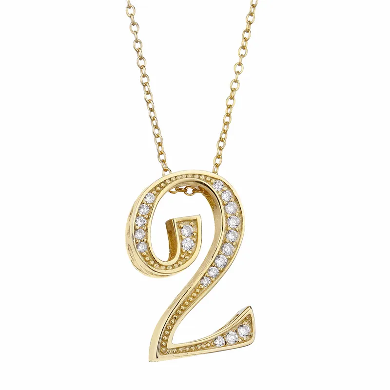 Gold 2 Necklace Lovecabin, Настоящее серебро, 925 пробы, цифра 7, 8, 9, ожерелье с кулоном для женщин, циркон, хорошее японское ожерелье с кулоном, цифра 1, 8 - Окраска металла: Gold 2 Necklace