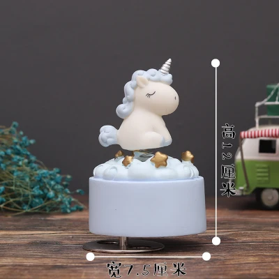Music Box Blue Ночной светильник в виде единорога, копилка, светодиодный музыкальный ящик в форме единорога, часовое стекло, домашний декор для детей, подарок для спальни, стеклянная крышка, декор D020 - Цвет: Music Box Blue