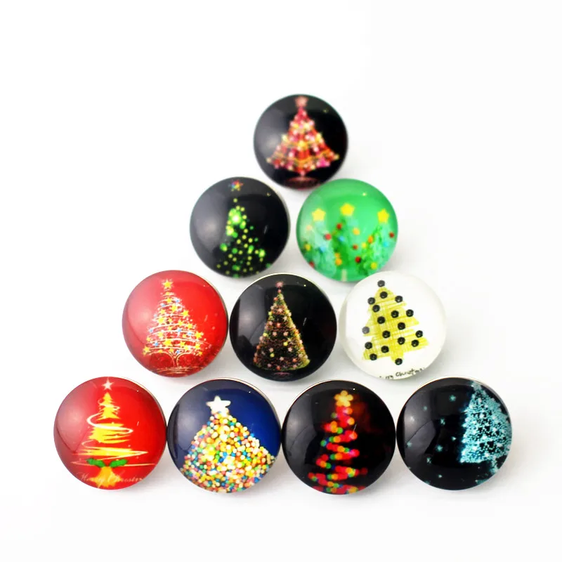 Новые 12 шт./партия Рождественские елки снежинка стеклянные талисманы на кнопках