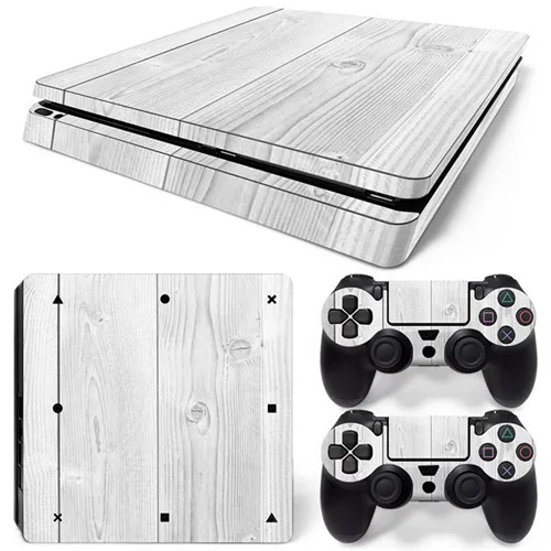 Профессиональная игровая станция 4 тонкие игры хост скины зеленый деревянный контроллер зерна наклейки с крышкой для Playstation 4 тонкий игровой PSlim-081 - Цвет: Цвет: желтый