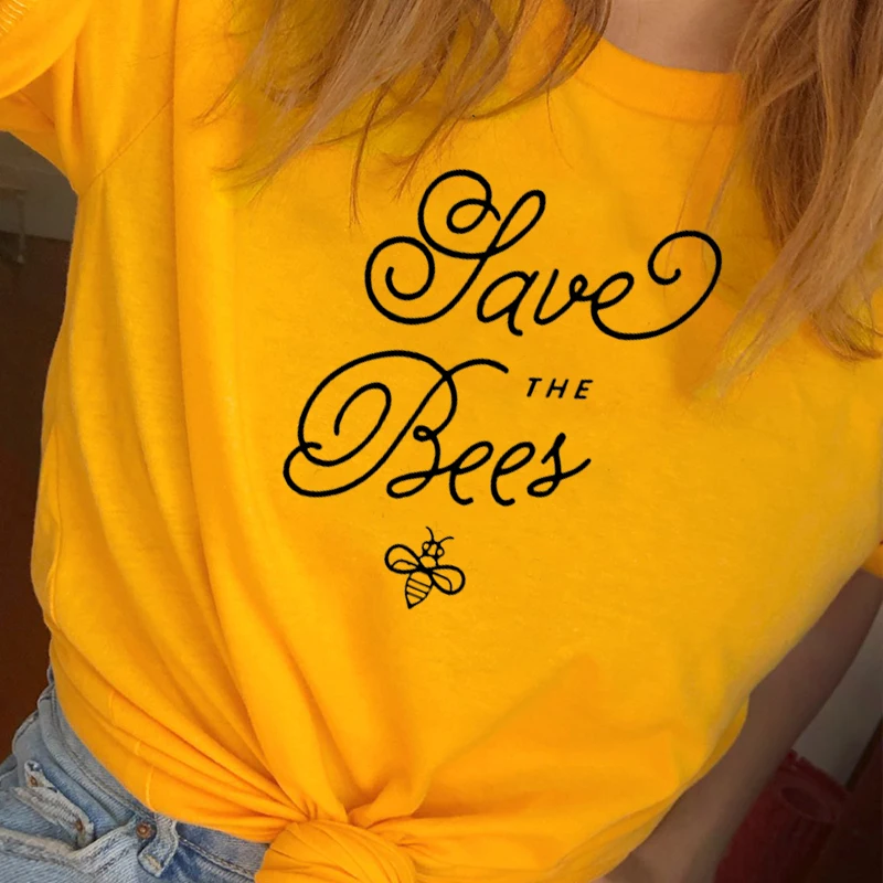 Save The Bees T-Shirt Women Environmental Shirt Simple Life Mom Top Funny Crewneck Casual Outift Shirts Drop Ship |